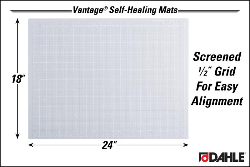 Dahle Vantage 10682 See-Through Premium Self-Healing Cutting Mat, 18"x24", 1/2" Grid, 5 Layers for Max Healing, Perfect for Crafts & Sewing, Clear - Image 2